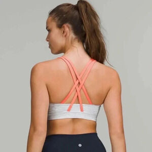 Lululemon 2022 Energy Bra *Medium Support, A- B Cups Grey and Pink Straps